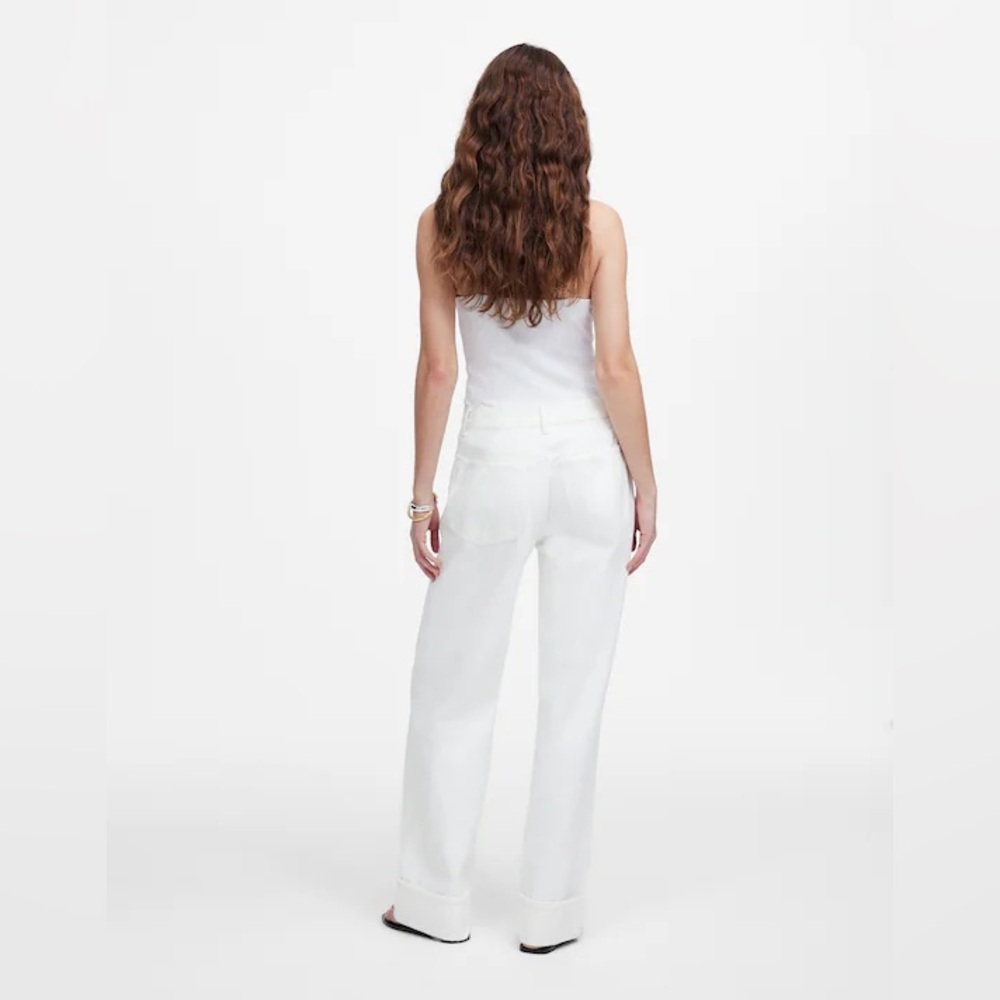 NWT Madewell Low-Slung Baggy Wide Leg White Denim Jeans rigid cotton size 32 - Picture 3 of 15